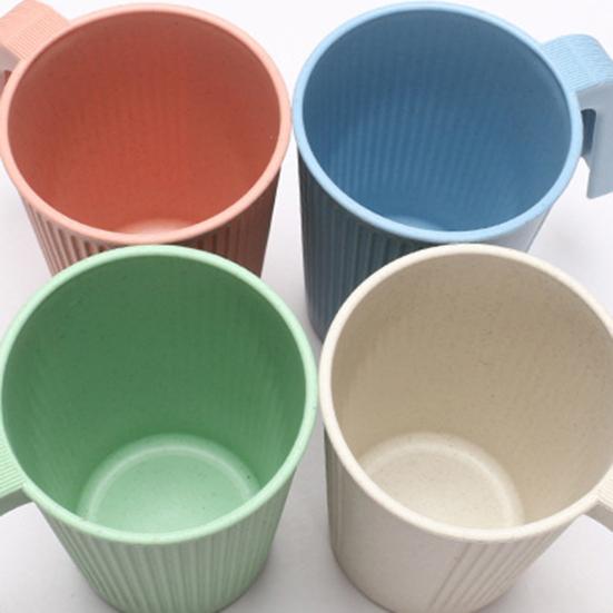 4 шт. чашка для воды, небьющаяся, с ручками, дизайн с вертикальной линией, легко моется, можно мыть в посудомоечной машине