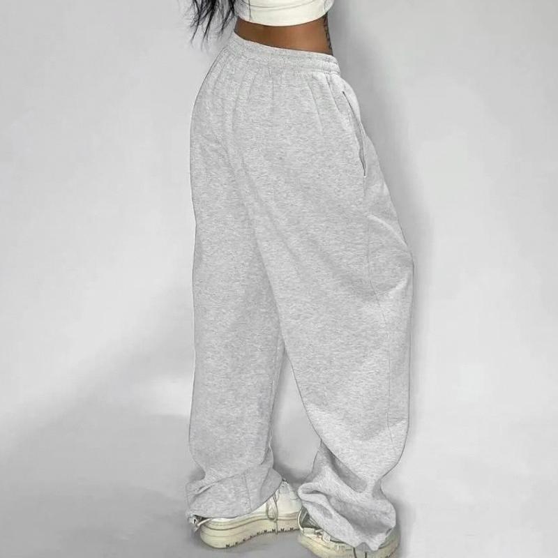 Women's High-Waist Lace-Up Sweatpants - Solid Casual Loose Joggers, Classic Baggy Streetwear Sport Dance Trousers