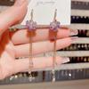 Korean Inspired Zircon Flower Tassel Earrings - Stylish and Slimming Design