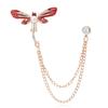 Korean Version Of Beautiful Diamond-Encrusted Dragonfly Brooch Versatile Chain Collar Pin Buckle Personalized Corsage Collar Buckle Pin Medal