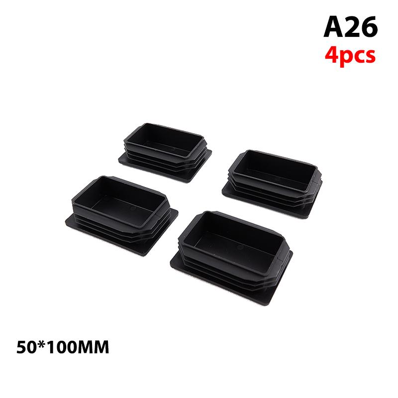 4 шт., прямоугольные пластиковые черные заглушки, вставки для труб, стальные заглушки для ног, коврики для полок столов и стульев