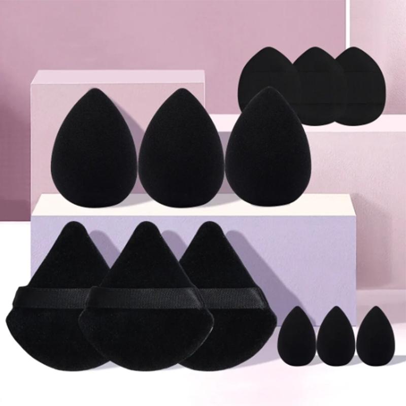 12-Piece All-Purpose Makeup Sponge Set, Made of 3 Loose Powder Puffs, 3 Mini Air Cushion Puffs, 3 Beauty Eggs and 3 Mini Beauty