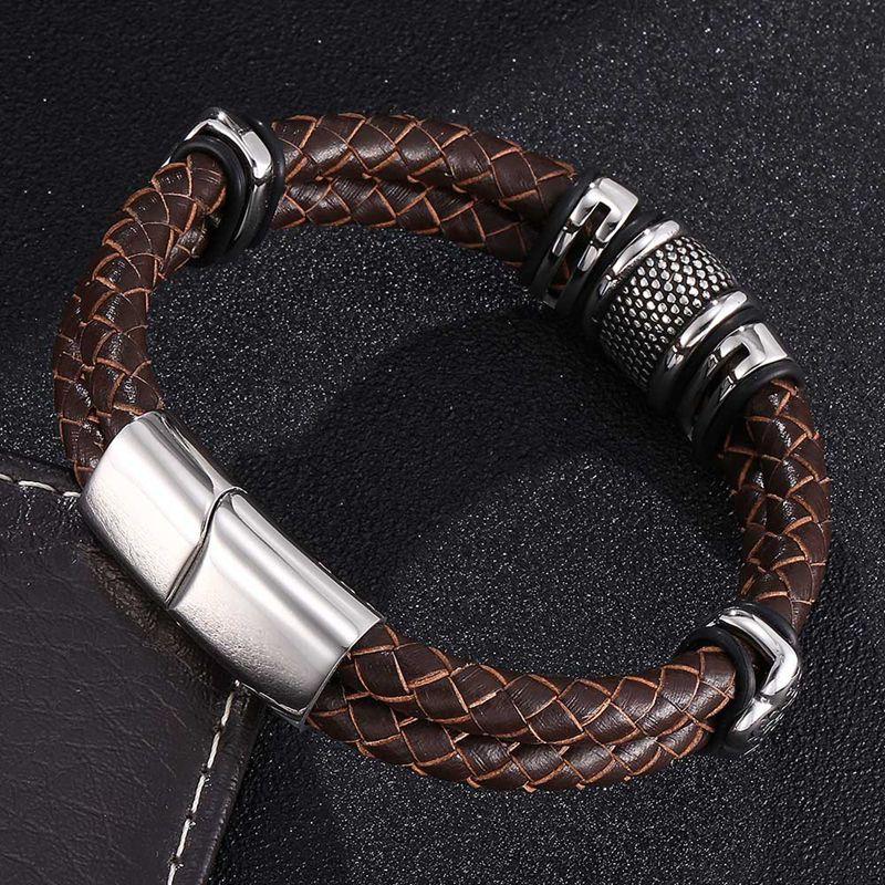 Новые мужские ювелирные изделия коричневый браслет из натуральной кожи двойной слой специальный браслет для мужчин подарок на День отца