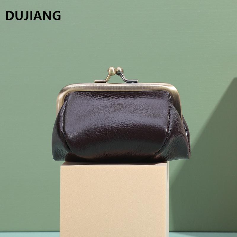 Retro Mini Genuine Leather Clasp Coin Purse & Earphone Bag