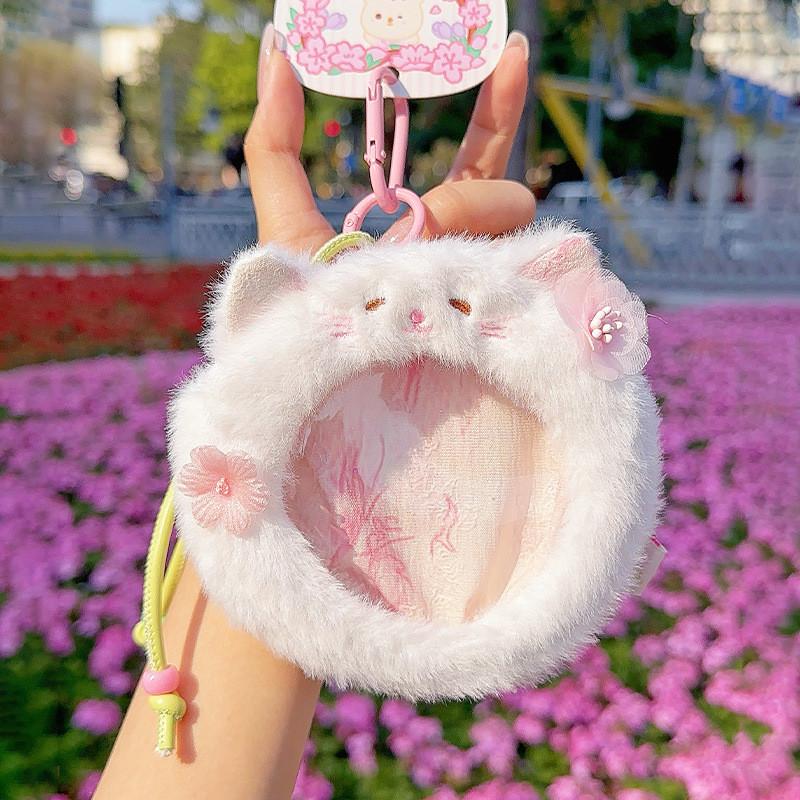 Cherry Blossom Bear Rabbit Cat Plush Keychain Bag Accessory Animal Kids Gift