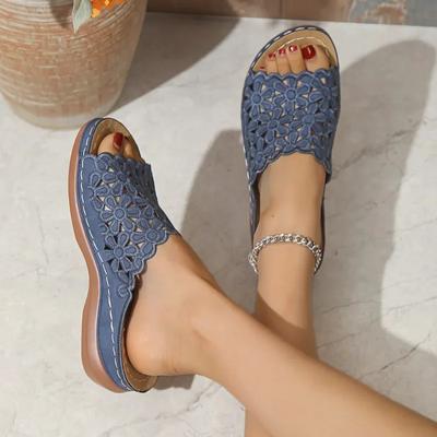 Женская обувь 2024 года, горячая распродажа, женские тапочки больших размеров, летние повседневные тапочки, женские с открытым носком, римские босоножки на танкетке, Zapatos