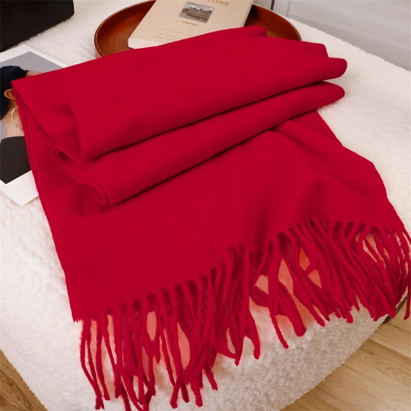 New Winer Warm Cashmere Scarf for Women Fashion Solid Thick Blanket Pashmina Shawl Wrap Female Bufanda Echarpe Foulard