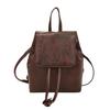 Brown Solid Color Shoulder Bag PU Retro Backpack Simple PU Backpack  Gift