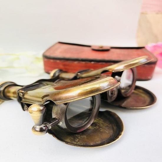 Vintage Portable Binocular Nautical Spyglass Glass Binocular for Hiking, Camping Columbus Binocular