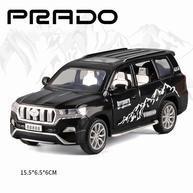 Литая под давлением модель автомобиля Prado в масштабе 1/32, игрушечный автомобиль с откатным механизмом со звуком и светом для детей, коллекция подарков для мальчиков и девочек