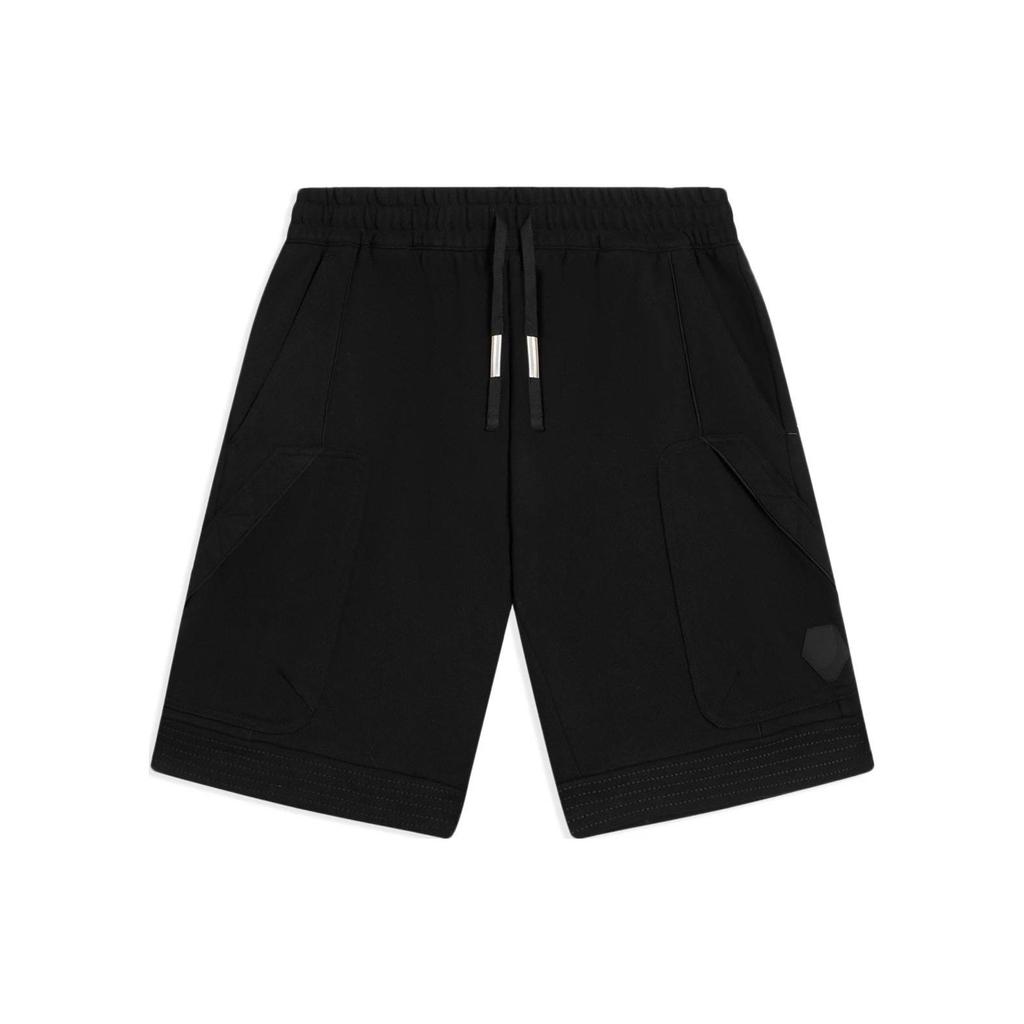 Li Ning Kung Fu Series, однотонные прямые свободные шорты на шнуровке, мужские брюки черного цвета AKSSA71-1