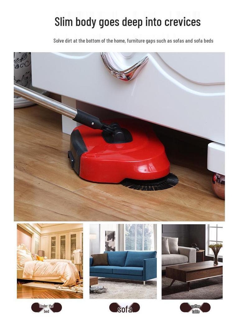 Подметальная машина толкательного типа и комбинированный пылесос для влажной уборки: Веник, совок и мягкая швабра «все в одном»