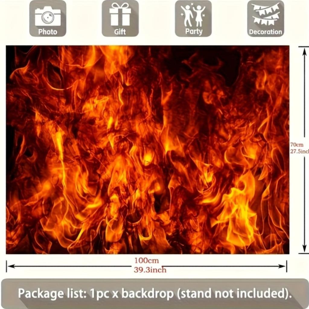 1pc Warm Backdrop - Polyester Photography Backdrop Made with Design Orange Red Print Made of Durable Polyester Made of For Theme Birthday