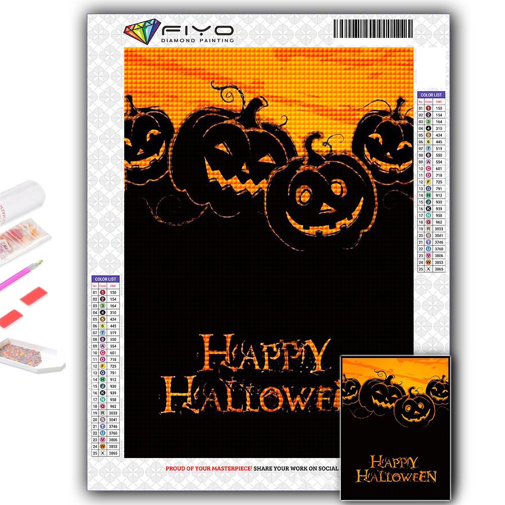 DIY 5D Diamond Painting Halloween Pumpkin And Witch Castle Cross Stitch Kit Full Drill Embroidery Mosaic Art Picture of Rhinestones Gift