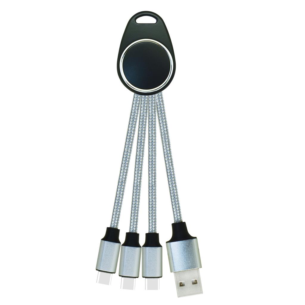 Custom Logo 3-in-1 LED Light Keychain Fast Charging USB Data Transfer Cable for Printer Use