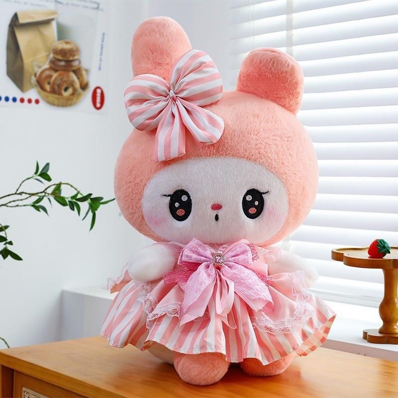 Плюшевая игрушка Sanrio Kuromi Подарок девочке на день рождения В платье с бантом Для детей и коллекционеров