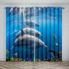 Ready-made Underwater Sea World Dolphin Thin Window Curtains For Kids Bedroom Living Room Bathroom Kicthen Door Hall Home2Pieces