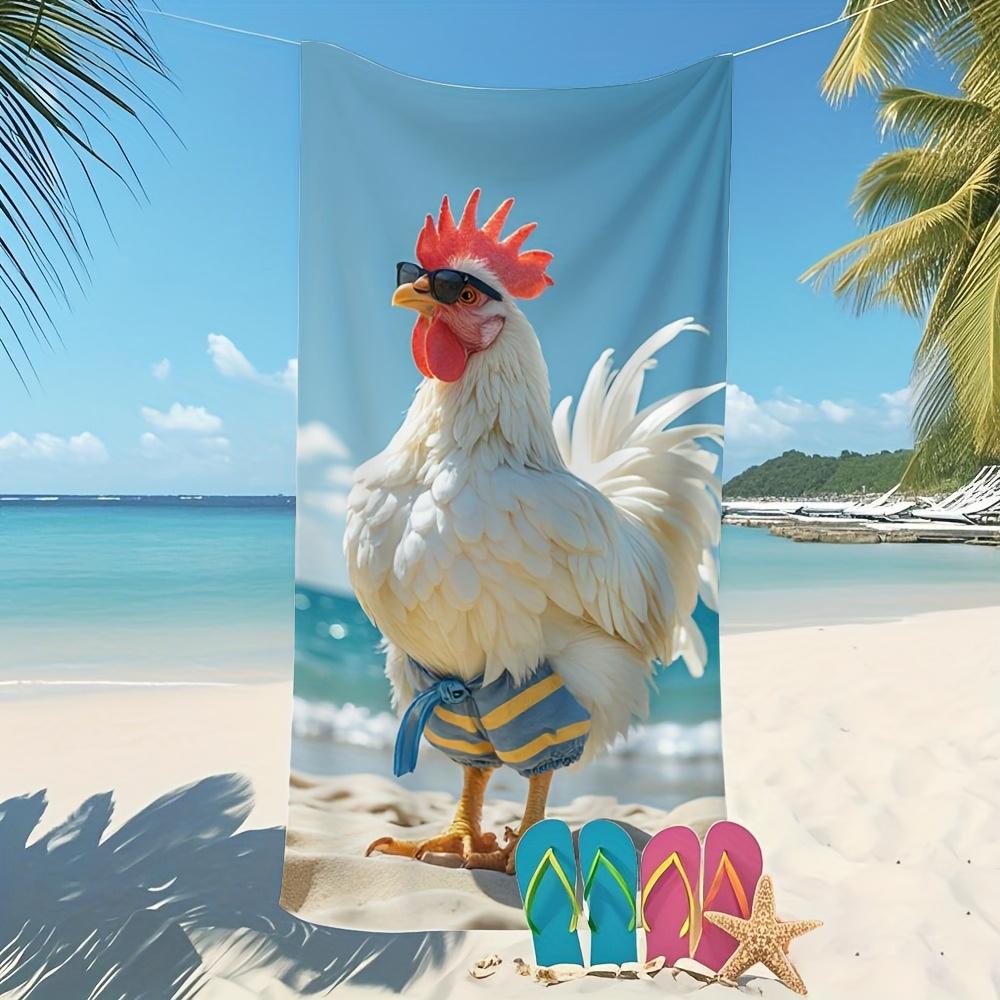Забавная пляжная полотенце с принтом петуха, быстросохнущее, из микрофибры, мягкое, легкое, впитывающее, для лета, пляжа, бассейна и путешествий