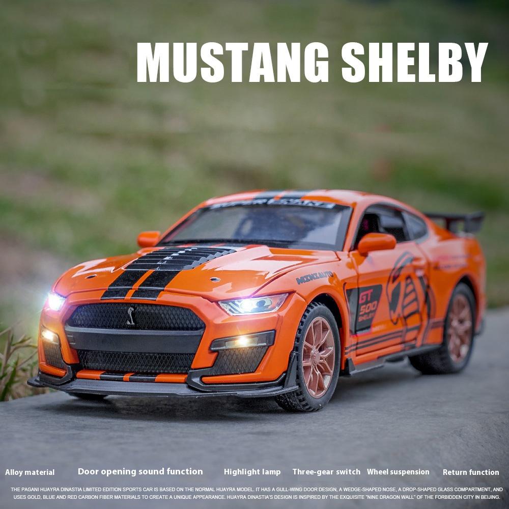 With Display Base 1/32 Alloy Die-cast Mustang Automobile GT500 Car Model Simulation Sound and Light Children's Toy Car Boy Gift Christmas Gift