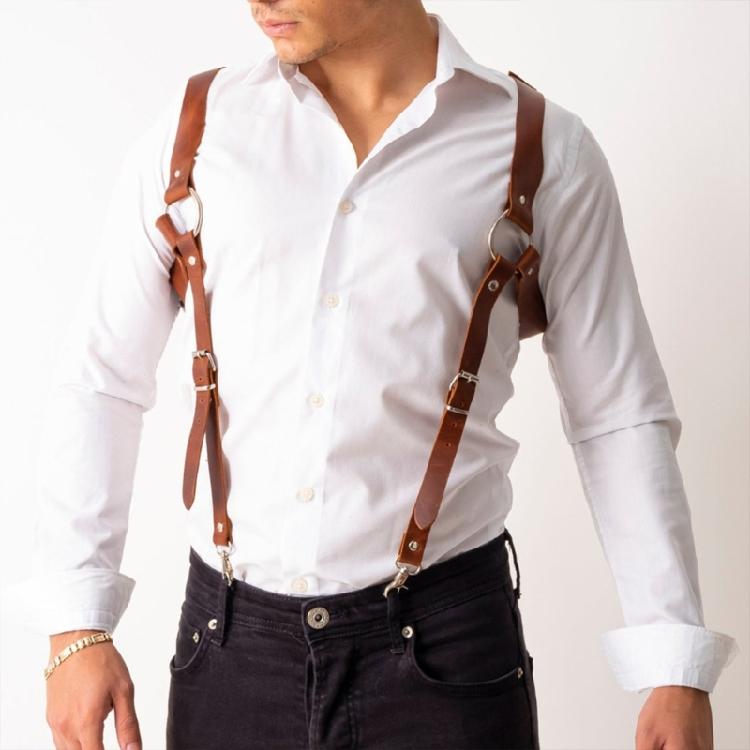 Модные мужские кожаные подтяжки-ремень, винтажные подтяжки, подтяжки для свадебной одежды
