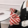 Yogodlns Вязаная сумка ручной работы, женская мини-сумка на запястье с узлом, женская повседневная цветная сумка-тоут в широкую полоску, студенческая многоразовая сумка для покупок