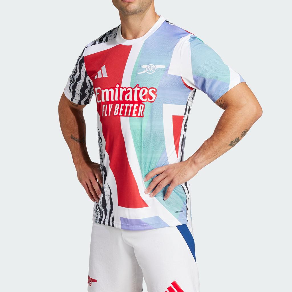 adidas Предматчевая майка Arsenal 24/25 Better Scarlet/White/Black/Clear Aqua Мужская уличная одежда JE7562