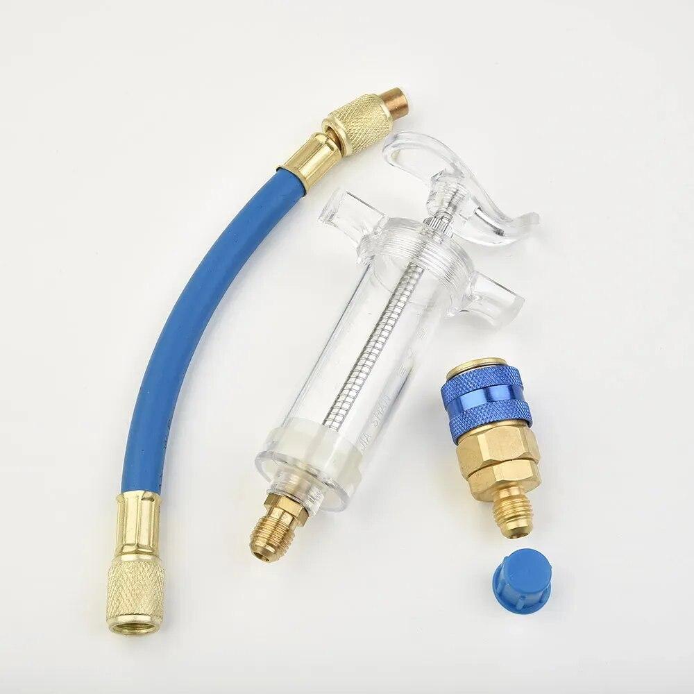 Инжектор для автомобильного кондиционера, масло и краситель 30 мл с быстроразъемным соединением R-134a с низкой стороны, инструмент для впрыска охлаждающей жидкости SAE 1/4 дюйма