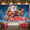 Holiday Banner Santa Claus Theme Santa Sleigh Backdrop Reindeer Backdrop Gift Box Decoration Christmas Tree Background