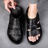 Fashion Genuine Leather Men's Sandals Hot Sale Man Summer Footwear Waterproof Half Drag Anti-slip Slippers Breathable Mens Casual Shoes