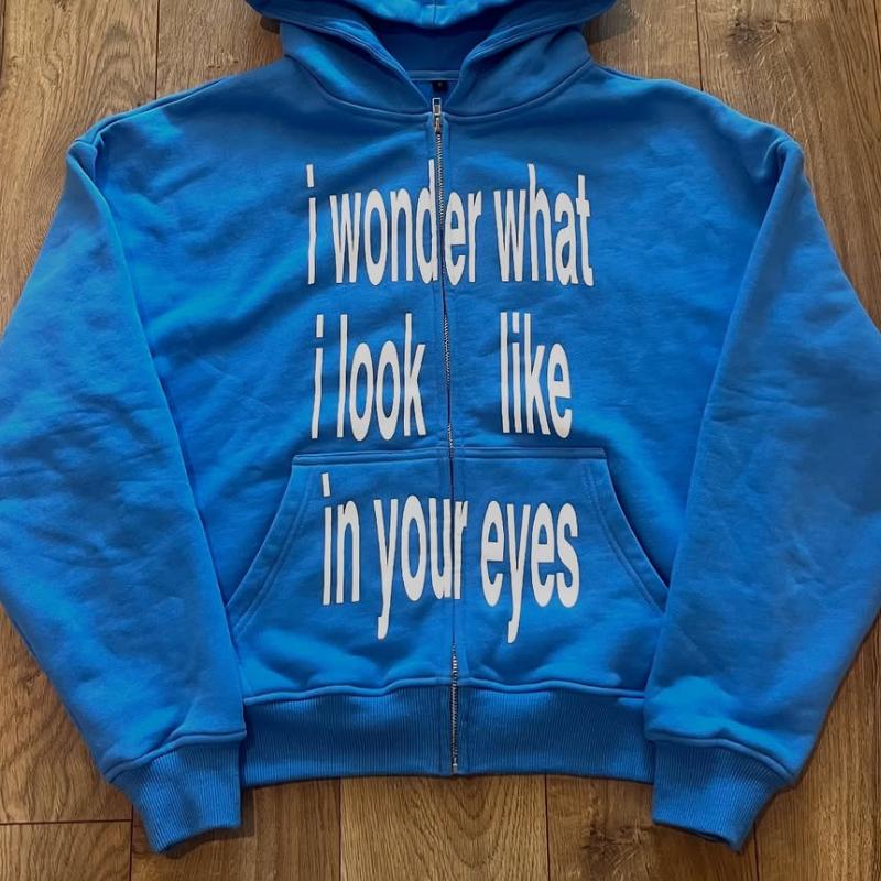 Европейская и американская толстовка Y2K с персонализированной надписью и принтом, на молнии, с длинным рукавом