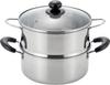 Yoshikawa SJ2967 Stainless Steaming Compatible with Gas Fire and Steamer Two-handled Pot, Two-tier Steamer, Steel, 20cm, Dishes, IH,