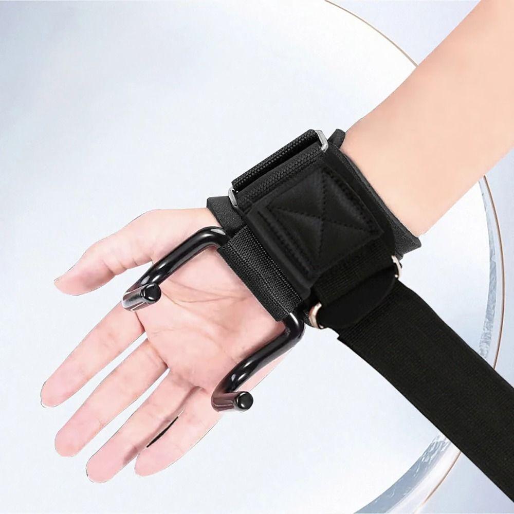 1/2Pcs With Wrist Wraps Weight Lifting Hooks Pull-Ups Power Lifting Gloves Gym Fitness Hook