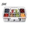 Leakproof Bento Box for Picnic Snackle Container, Stainless Steel Divided Serving Tray with Lid & Handle, 8 Compartment Large Snack Durable Food Road