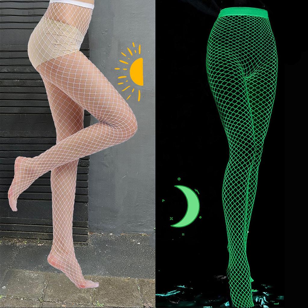 Женские однотонные сексуальные ажурные светящиеся рыболовные сетчатые колготки светящиеся и кокетливые сексуальные сетчатые носки для вечеринок в баре Medias