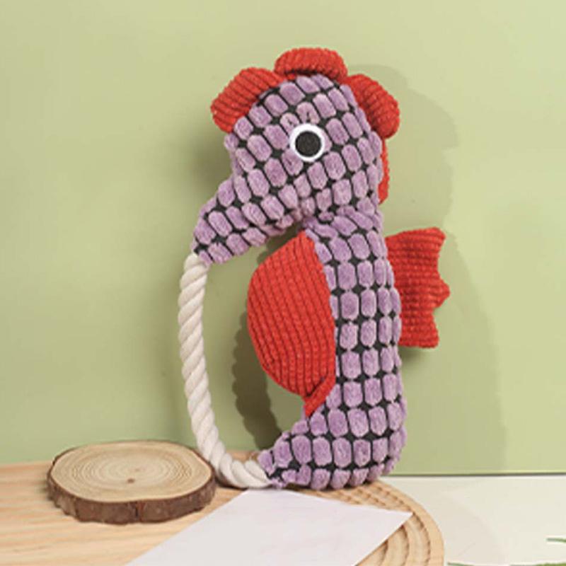 Pet Dog Plush Toy Interactive Dog Squeak Toys Bite Resistant Puppy Grinding Teeth Toy Funny Pet Seahorse Toy Dog Accessories