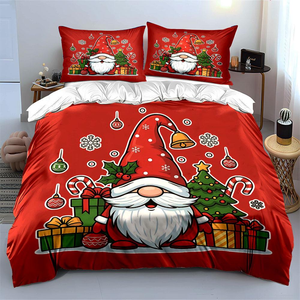 Christmas Gnome with Gifts Bedding Duvet Cover Set Duvet Cover Pillowcases (1*Duvet Cover 2*Pillowcases, without duvet insert)