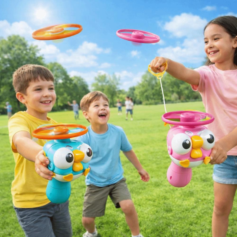 Hand-Pulled Bird launcher toy With Spinners Flying Saucer Parent-Child Interaction