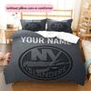 Custom Name,New York Islanders Pattern Bedding Home Decoration Birthday Gift ( 1 duvet cover + 2 pillowcase, without core),fan merchandise.