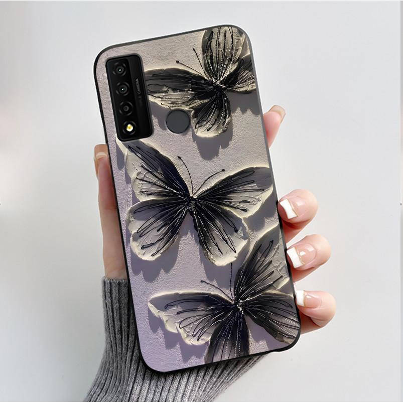 Case For TCL 20 XE 20XE 5087Z Phone Case Luxury Fashion Butterfly Flowers Black Soft TPU Silicone Protective Cover Shell Casing