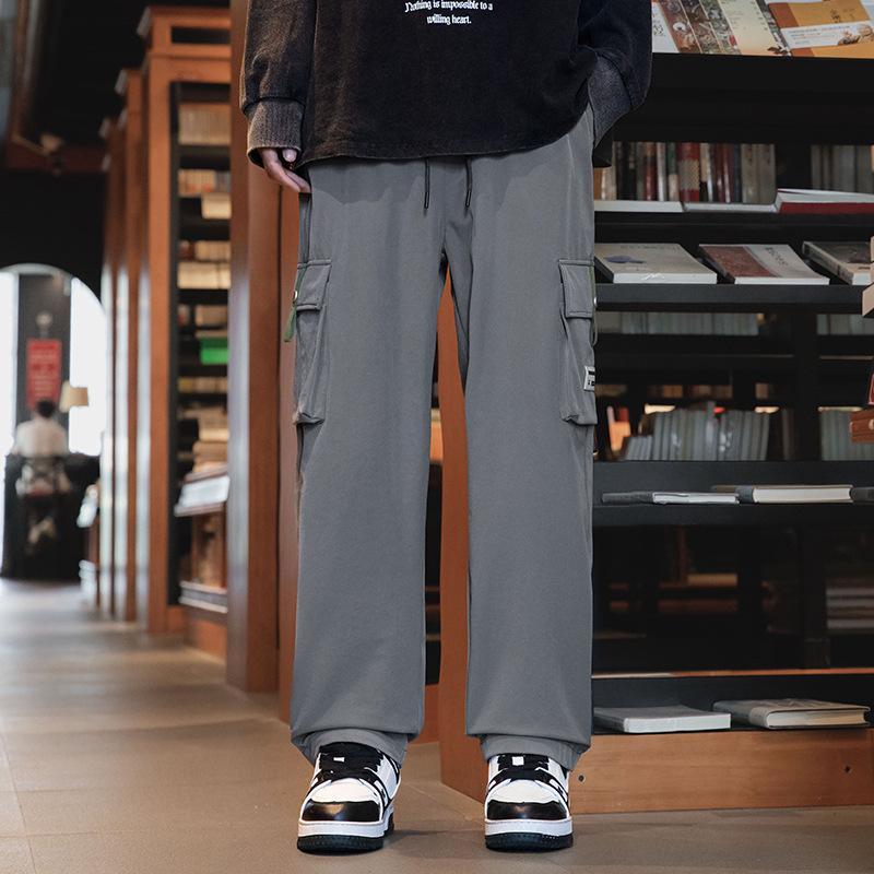 Новый комбинезон мужской осенне-зимний свободный прямой флисовый большого размера мужские повседневные спортивные брюки