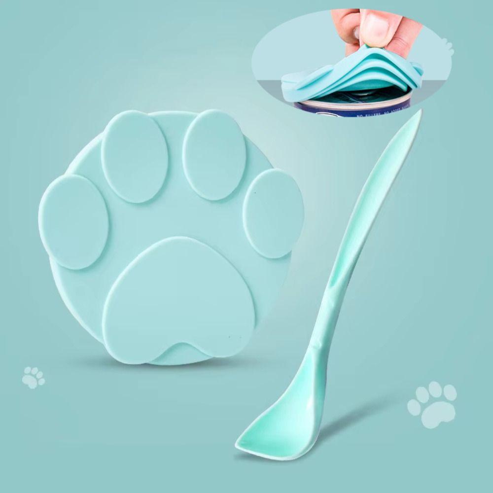Food Grade Silicone Pet Food Can Lid 2 in 1 Lid Spoon Silicone Sealer Cover for Cat