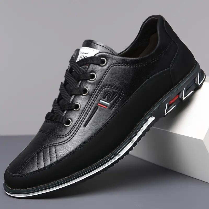 Мужская обувь в стиле business casual, однотонная, ПВХ подошва, удобная для всех сезонов