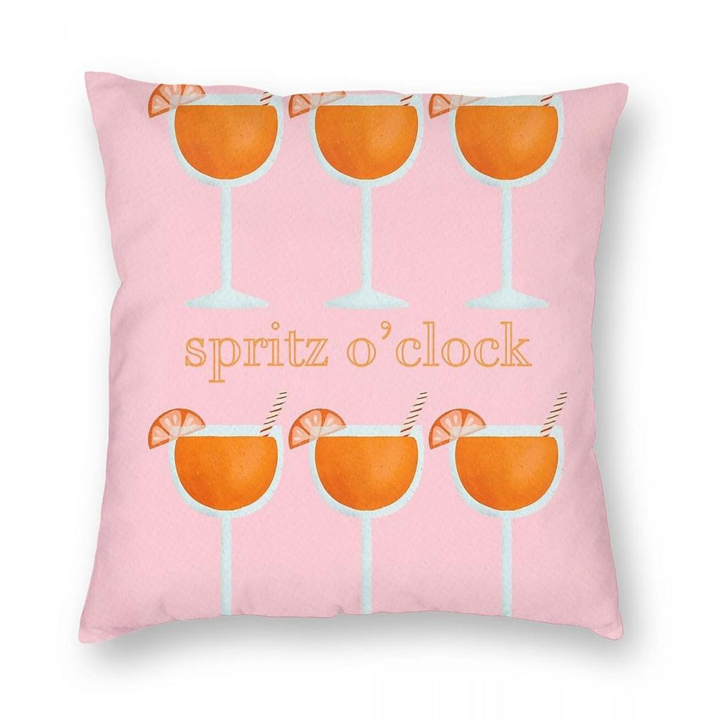 Spritz Cocktails OClock Square Pillowcase Polyester Linen Velvet Creative Zip Decor Home Cushion Cover Wholesale