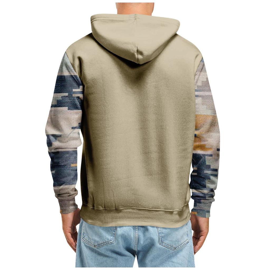 Осенний мужской свитер с большим капюшоном и цифровым принтом, новый большой базовый свитер