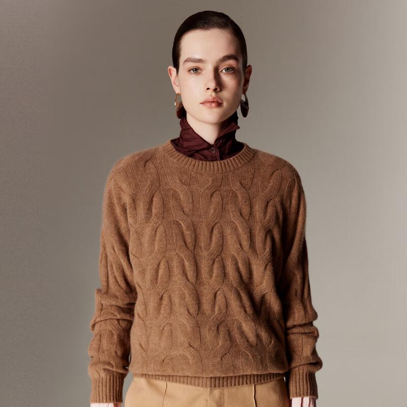 PALUOPO Женский свитер из 100% кашемира, вязаный косами, с круглым вырезом