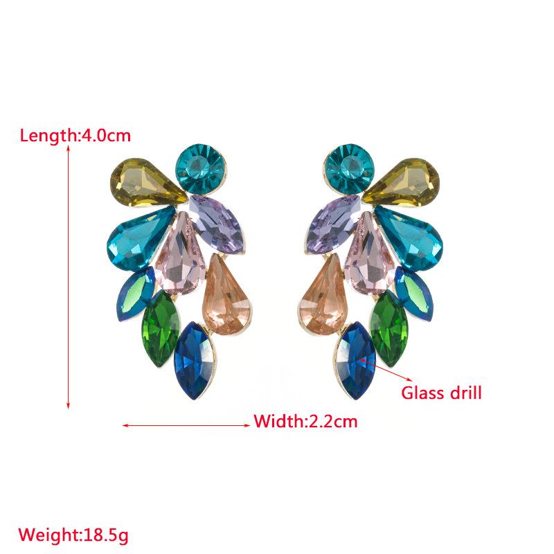 Женские серьги-гвоздики, цветные серьги из кристаллического сплава, стеклянные геометрические преувеличенные серьги