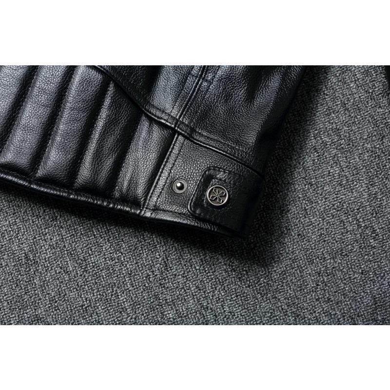 Китайский размер Тяжелая мотоциклетная куртка Club Biker Coat Настоящая коровья кожаная куртка для мужчин Съемный капюшон для верховой езды Мужская кожаная куртка
