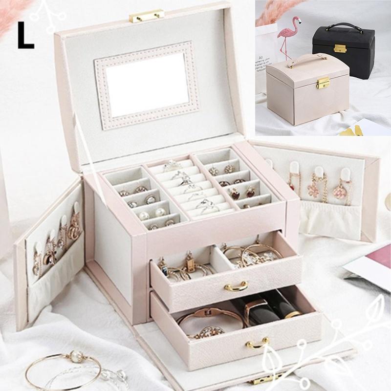 Portable S/M/L Size Jewelry Box Multi-Functional PU Jewelry Case for Rings Earrings Necklaces Accessories Travel Jewelry Box