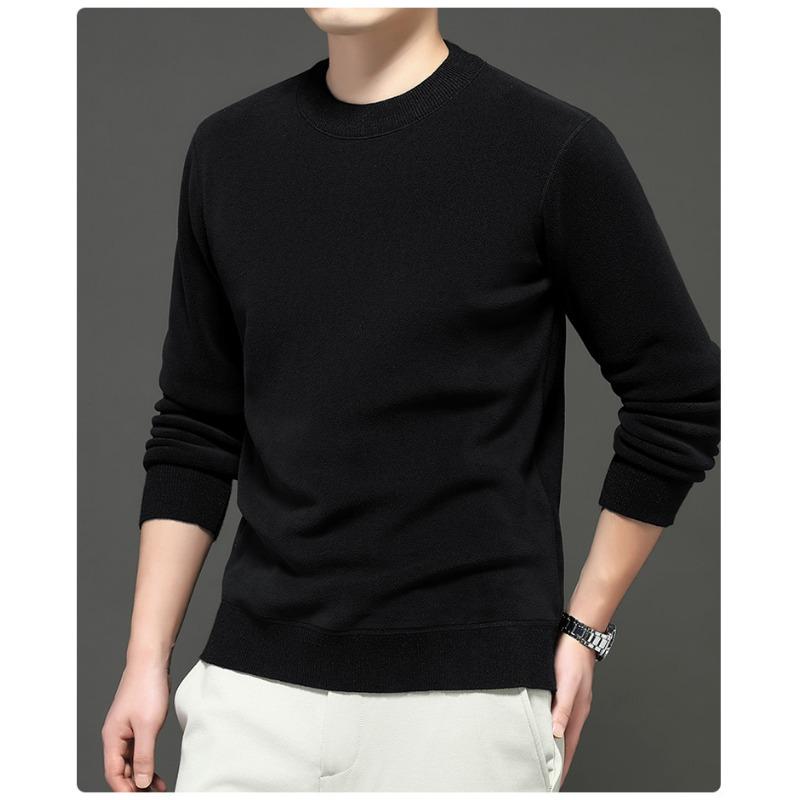 Men S Fleece Thick Crew Neck Solid Casual Pullover Sweatshirt
