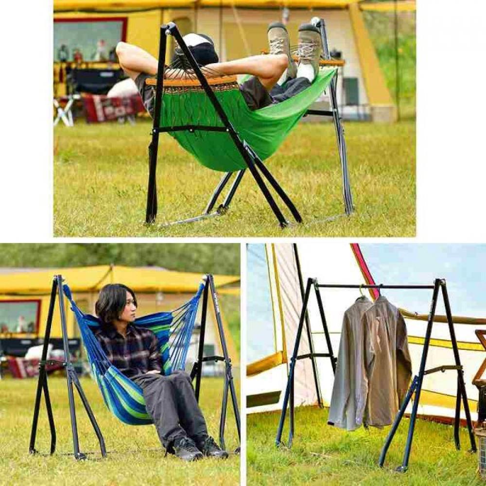 Captain Stag Ud 2019 [steel Pole 3 Way Hammock Set With Storage Bag  Green Blue]